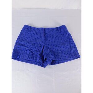 LOFT Shorts Womens 4 Blue Eyelet Lace Chino Cotton Lined Dressy Casual Summer